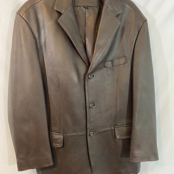 SOLD Stafford Brown Leather Blazer Jacket Vintage Mint Condition Men's - Picture 4 of 13
